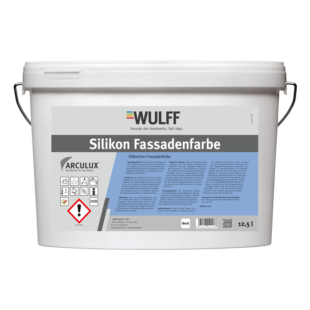 Arculux Silikon Fassadenfarbe, Weiß, 12,5 l