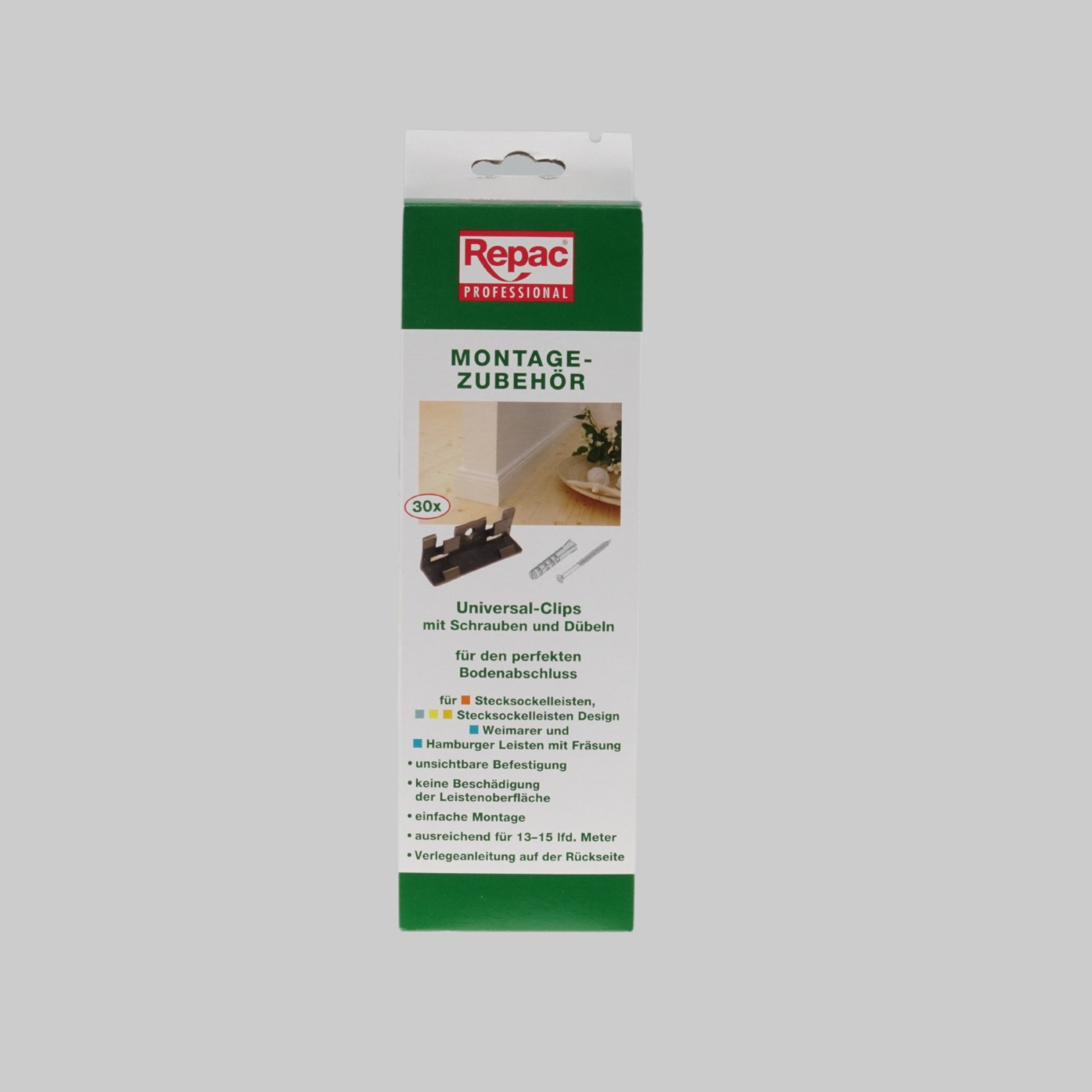 Repac Universalclipse für Sockelleisten, 30 Clipse/S/D, Schwarz