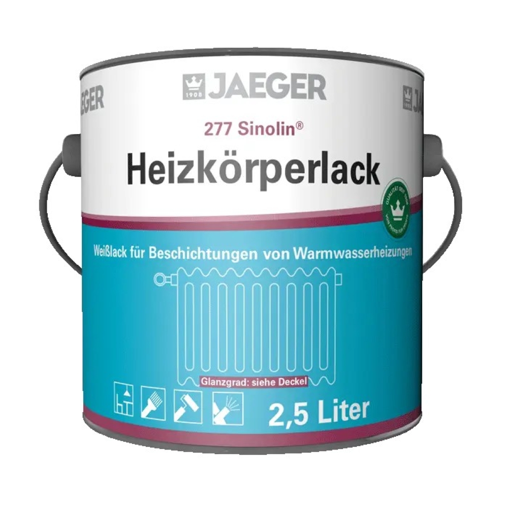 JAEGER Sinolin Heizkörperlack 277, Seidenglänzend, Weiß, 750 ml