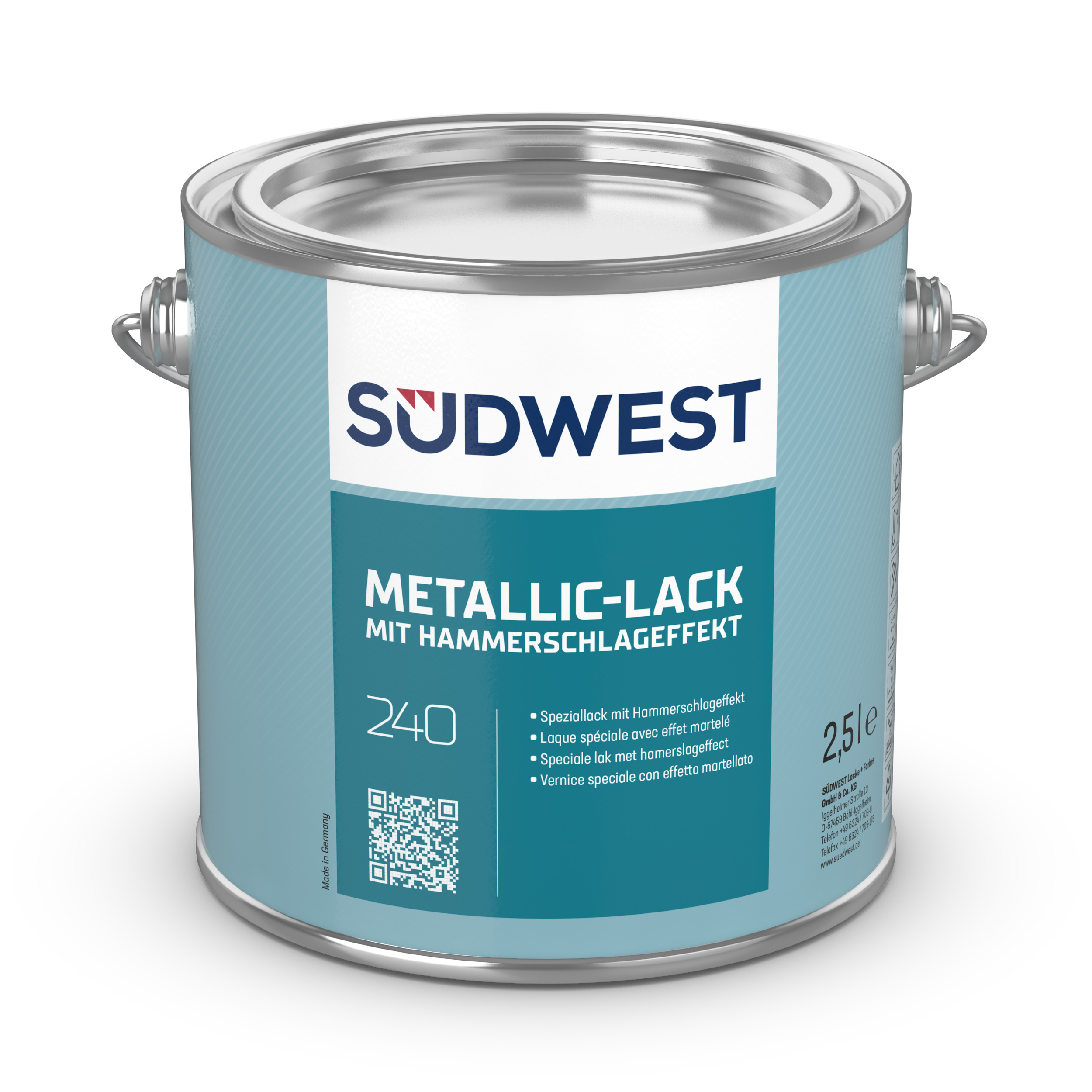 Südwest Metallic-Lack Hammerschlageffekt, 0031 Hellgrün, 750 ml
