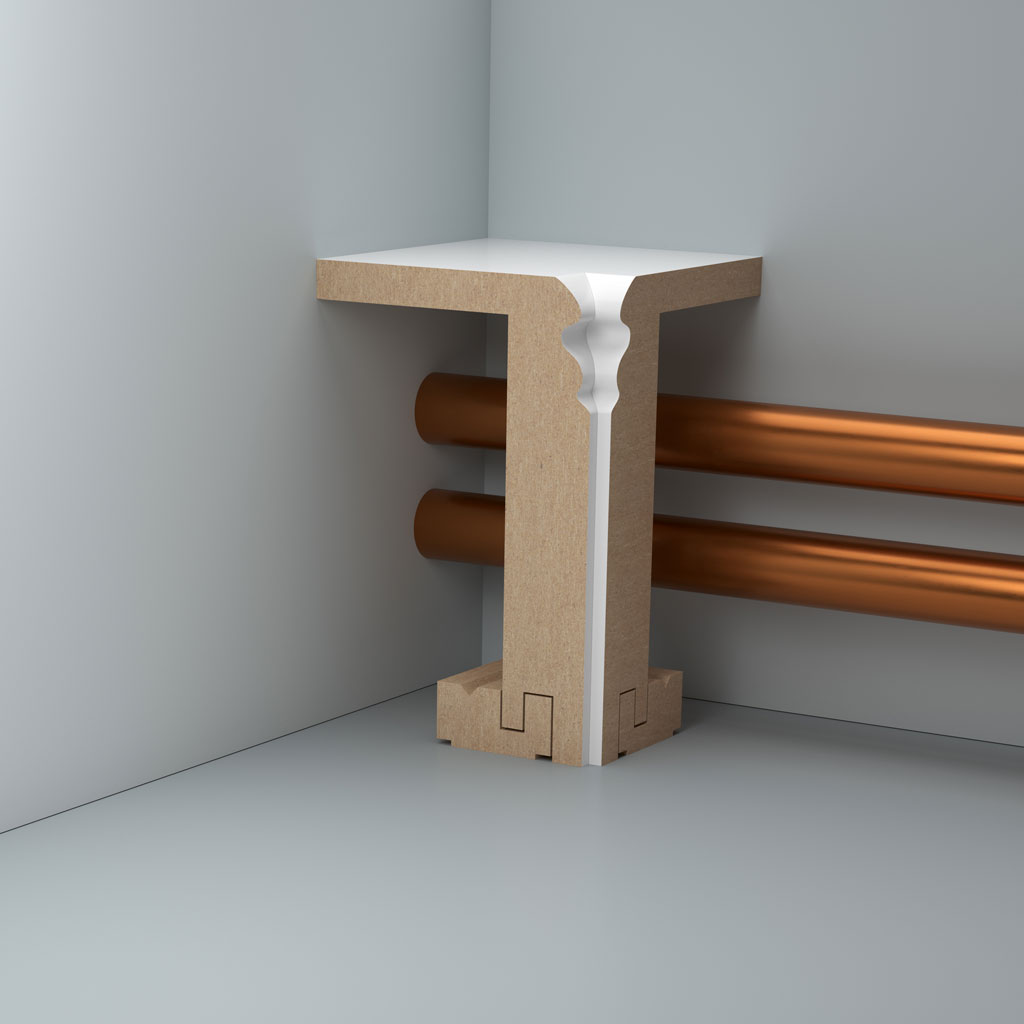 Südbrock Innenecke Oberkante profiliert, Weiß, 6,4 x 9,6 cm