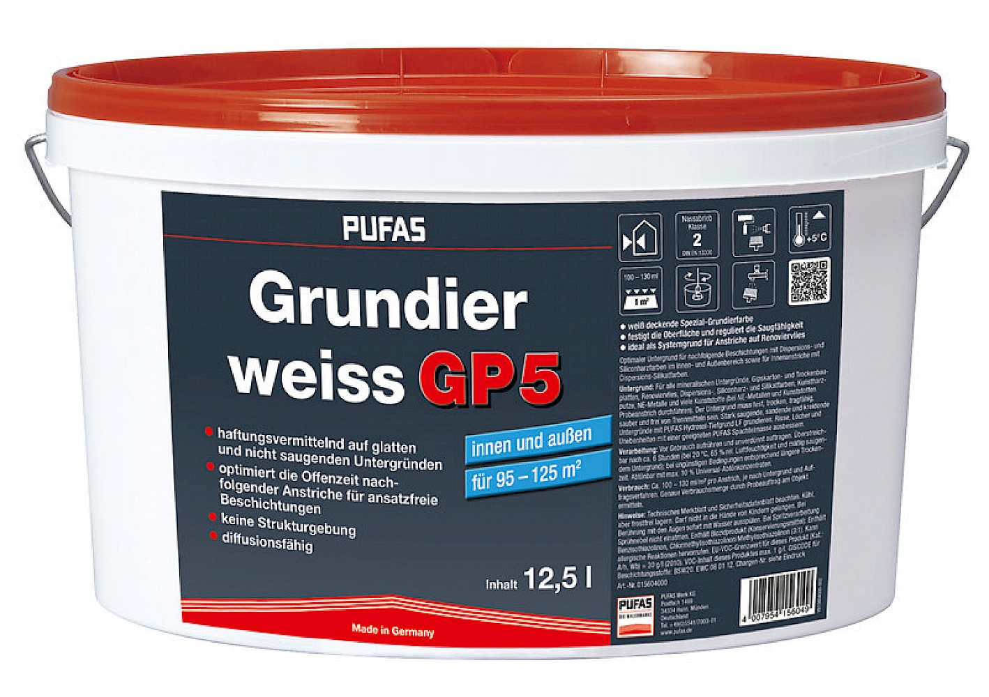 Pufas Grundierweiß GP 5, Weiß, 12,5 l