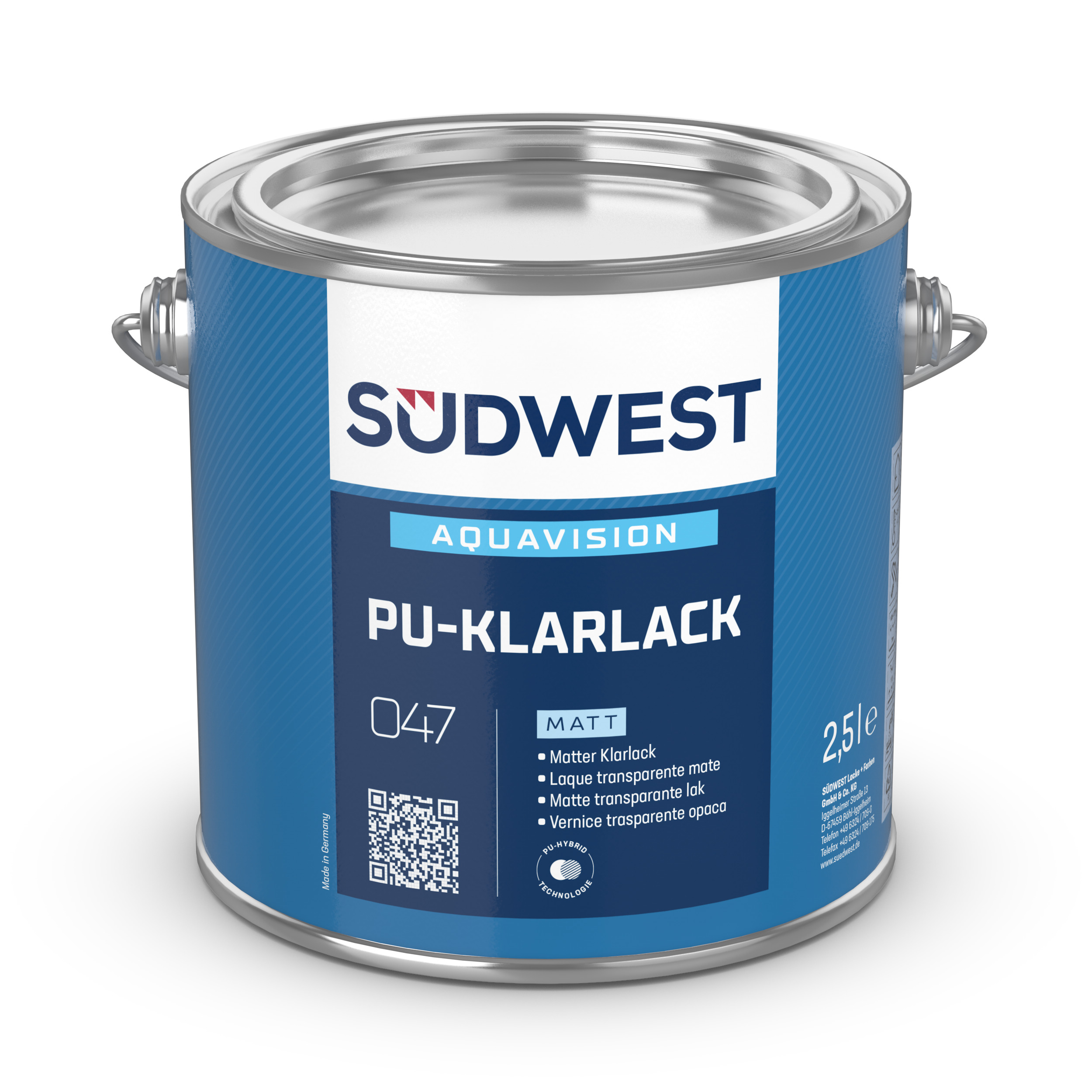 Südwest AquaVision PU Klarlack, Farblos, Matt, 2,5 l