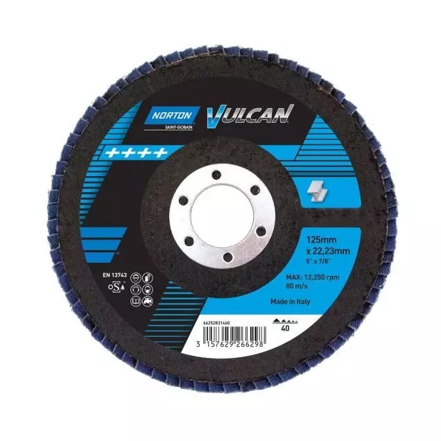 Norton Tellerfächerschleifscheibe Vulcan R842, P 40, Ø 125 x 22 mm